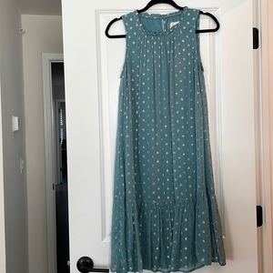 Anthropolgie Blue and Gold Sleeveless Dress